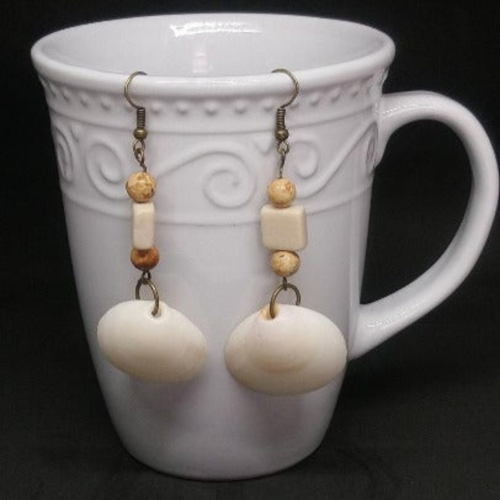 Sea Shell and Stone Earrings